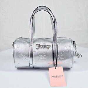 Juicy Couture Barrel Crossbody Bag Y2K Silver Metallic NWT